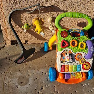 Baby crib toys and toddler stand up walker